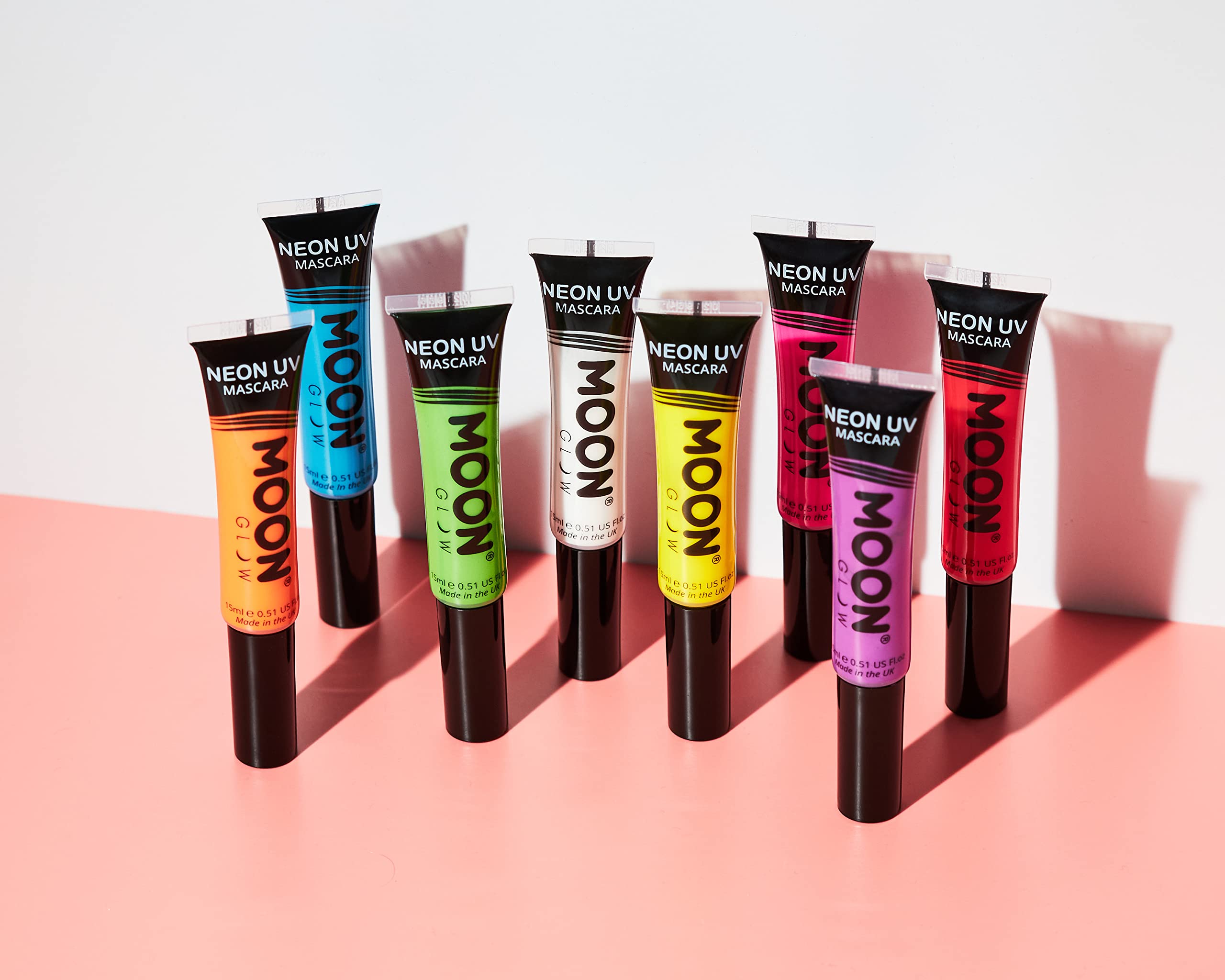 Moon Glow - Blacklight Neon Mascara 0.51ozSet of 8 colors– Glows brightly under Blacklights/UV Lighting!