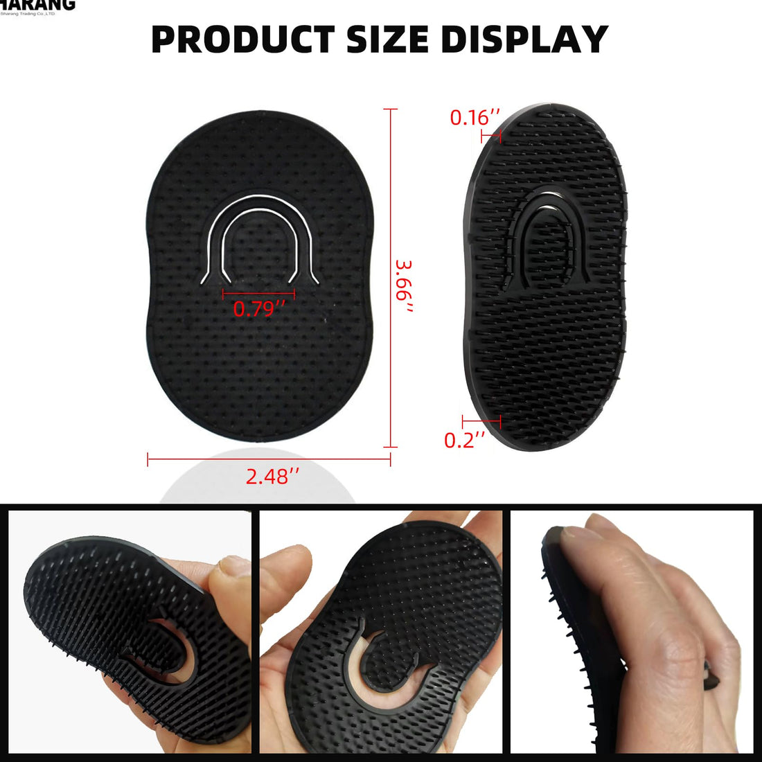 Soft 'N Style 6 Packs Pocket Palm Combs, Shampoo Comb, Massager Hair Brush Comb, Scalp Massager Brush Comb, Wave brush, Palm hair brush (Black)