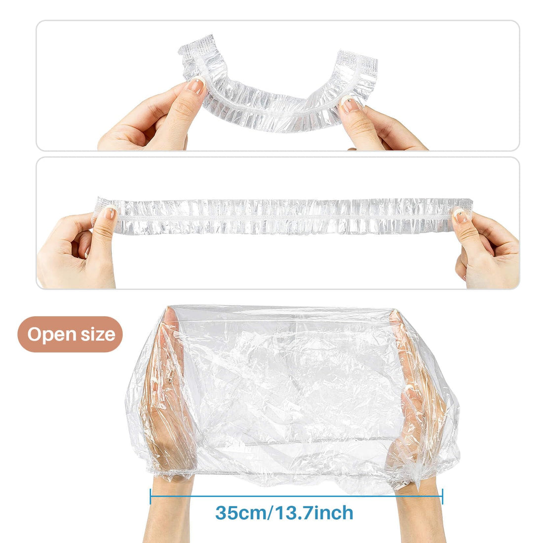 MAQIHAN 100 Disposable Shower Caps Unisex - Large Plastic Hair Caps for Deep Conditioning Shower Cap Reusable Waterproof for Women Men Hair Treatment Bath Cap for Long Hair Travel Essentials