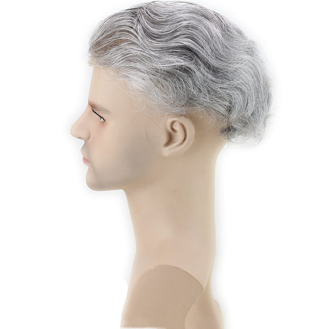 Rossy&Nancy Men Hairpiece Real French Lace Human Hair Replacement for Men Wig Thin Skin Men's Toupee 20% #2 Color Mixed 80% Grey Hair