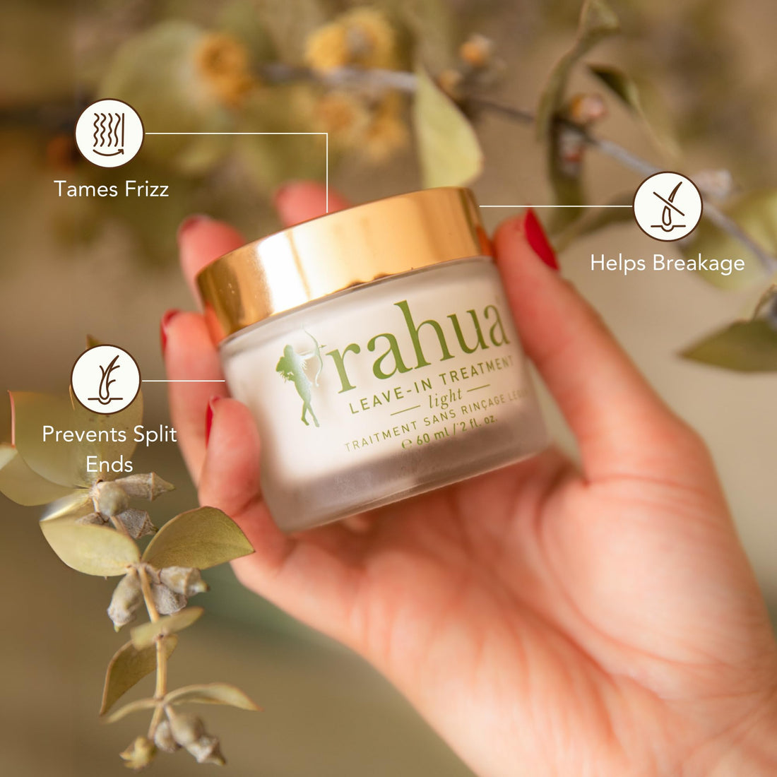 Rahua Leave In Hair Treatment Light, 2 Fl Oz, Anti Frizz Heat Protectant, Natural Hair Moisturizer for Hair Care, Softens Hair, Fine Hair Types, Nourishing Natural, Plant-Based Derived Ingredients