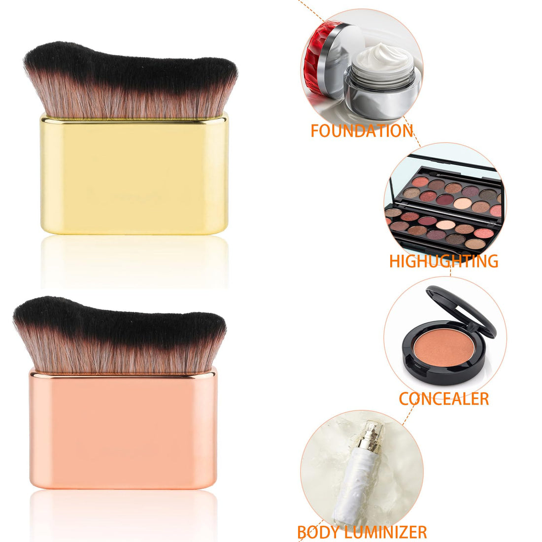 3 Pcs Makeup Brushes Dual-ended Foundation Pro Facial Palm Brush Self Tan Blend Body Eyes Legs Highlight Contouring Liquid Cream Powder Tool