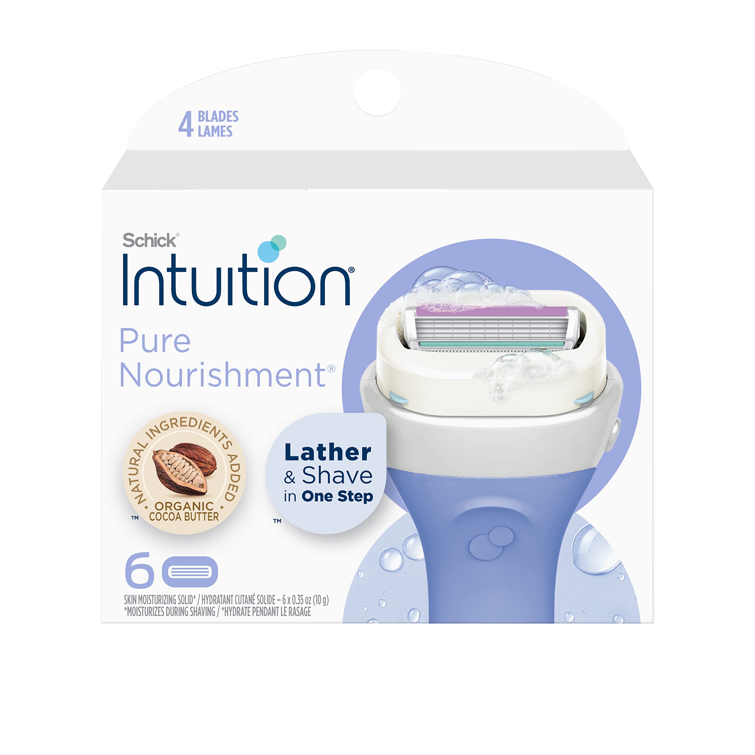 Schick Intuition Pure Nourishment Coconut milk and almond oil Razor & Pure Nourishment Coconut milk and almond oil Razor Refill, 6-Count + Bonus 1 Blade