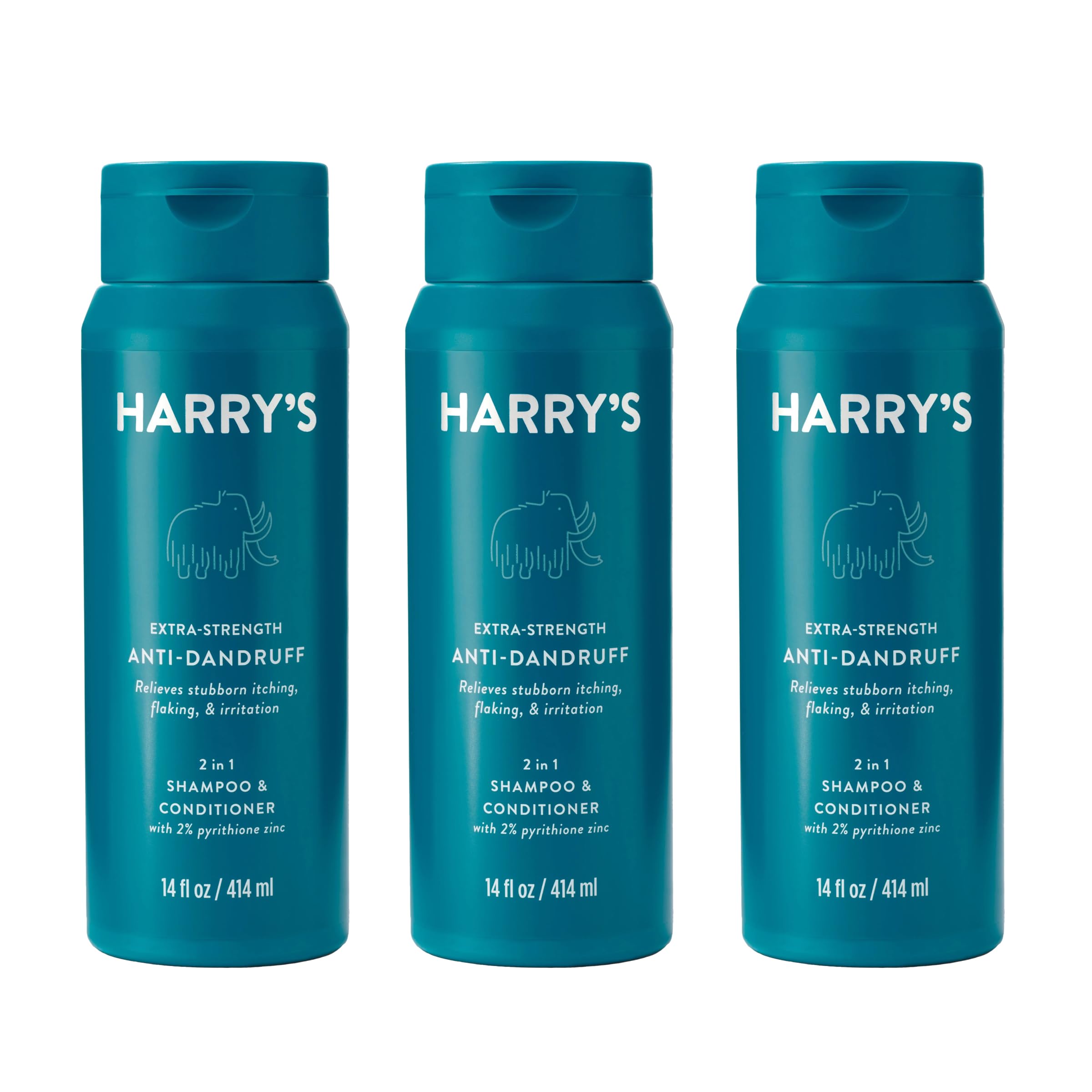 Harry's Extra Strength 2-in-1 Anti Dandruff Shampoo and Conditioner for Men, 2% Pyrithione Zinc, 14 fl oz, 3ct