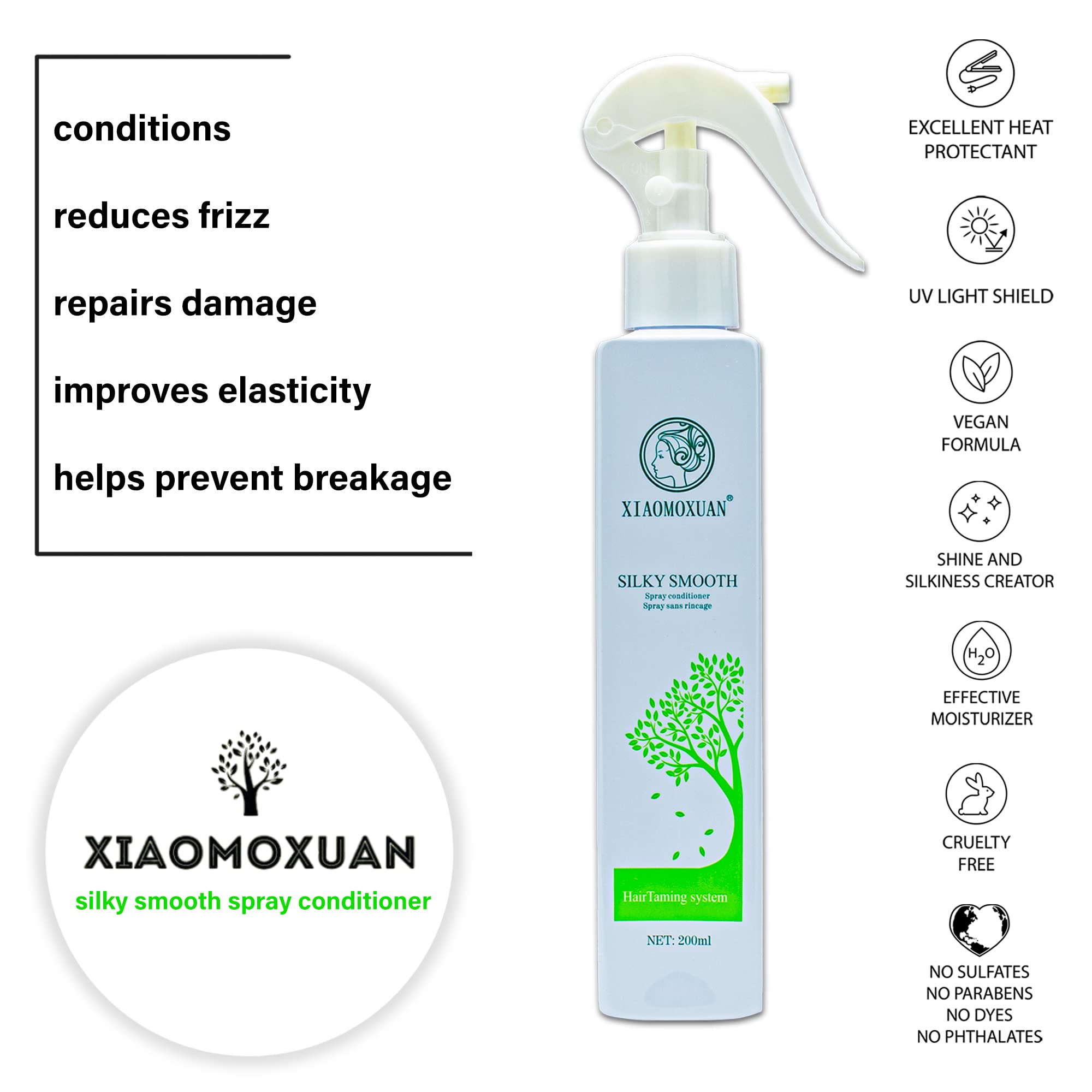 Xiaomoxuan Natural Tea Tree Leave-In Conditioner for Men and Women - Deep Conditioning Spray for Dry Hair Treatment - Hair Detangler Spray - Acondicionador para Cabello Maltratado