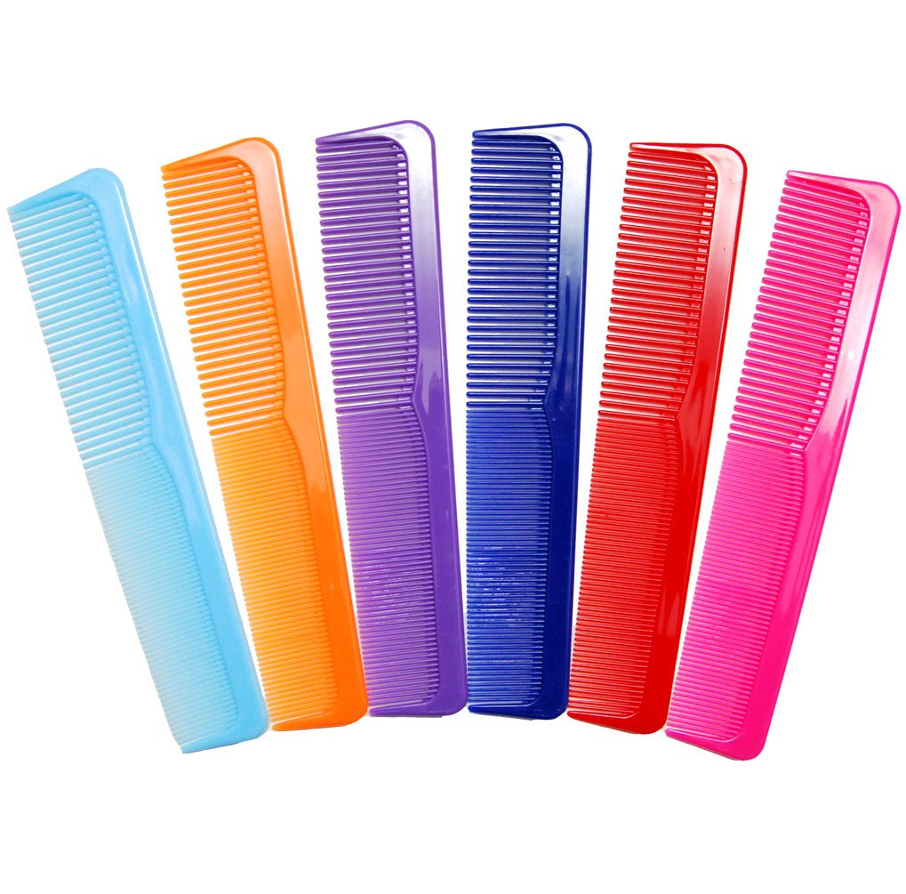 Luxxii - (6 Pack) 9 Large Colorful Styling Essentials Coarse/Fine Dressing Comb SET