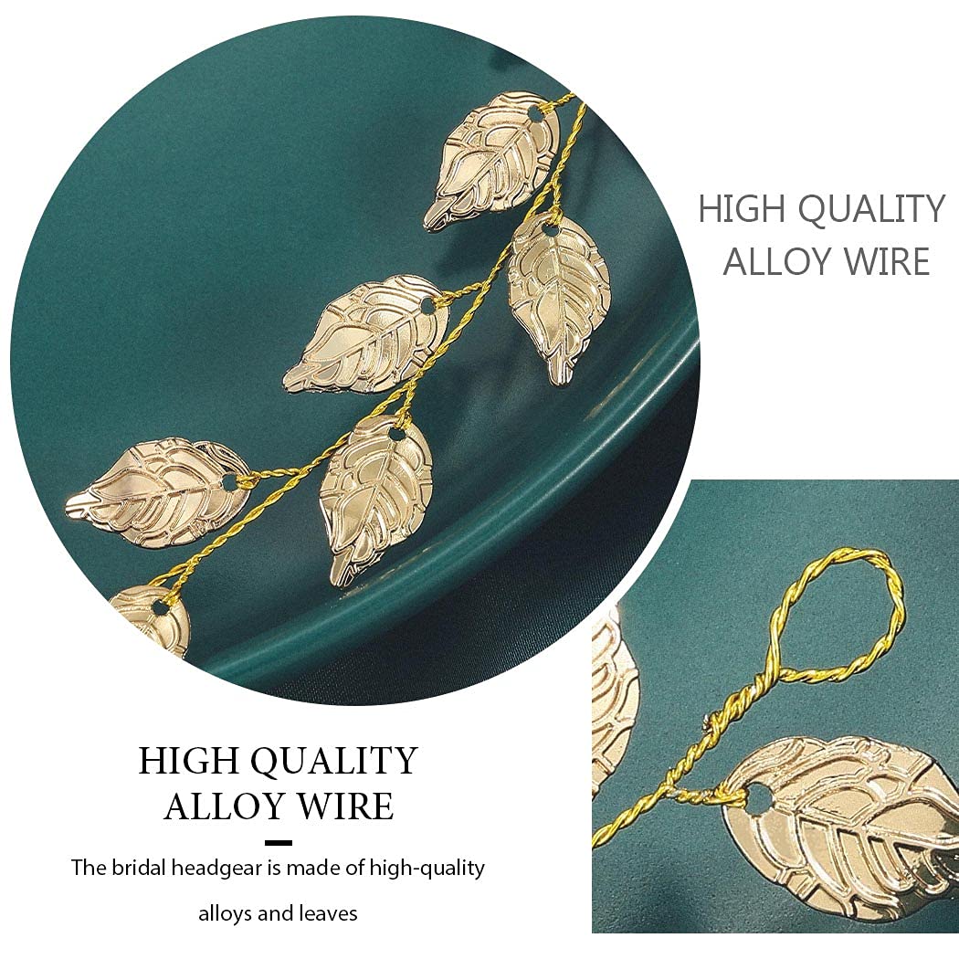 Bridalvenus Wedding Headband, Gold Leaf Bridal Headpieces For Bridesmaid And Flowergirls (15.7 Inches)
