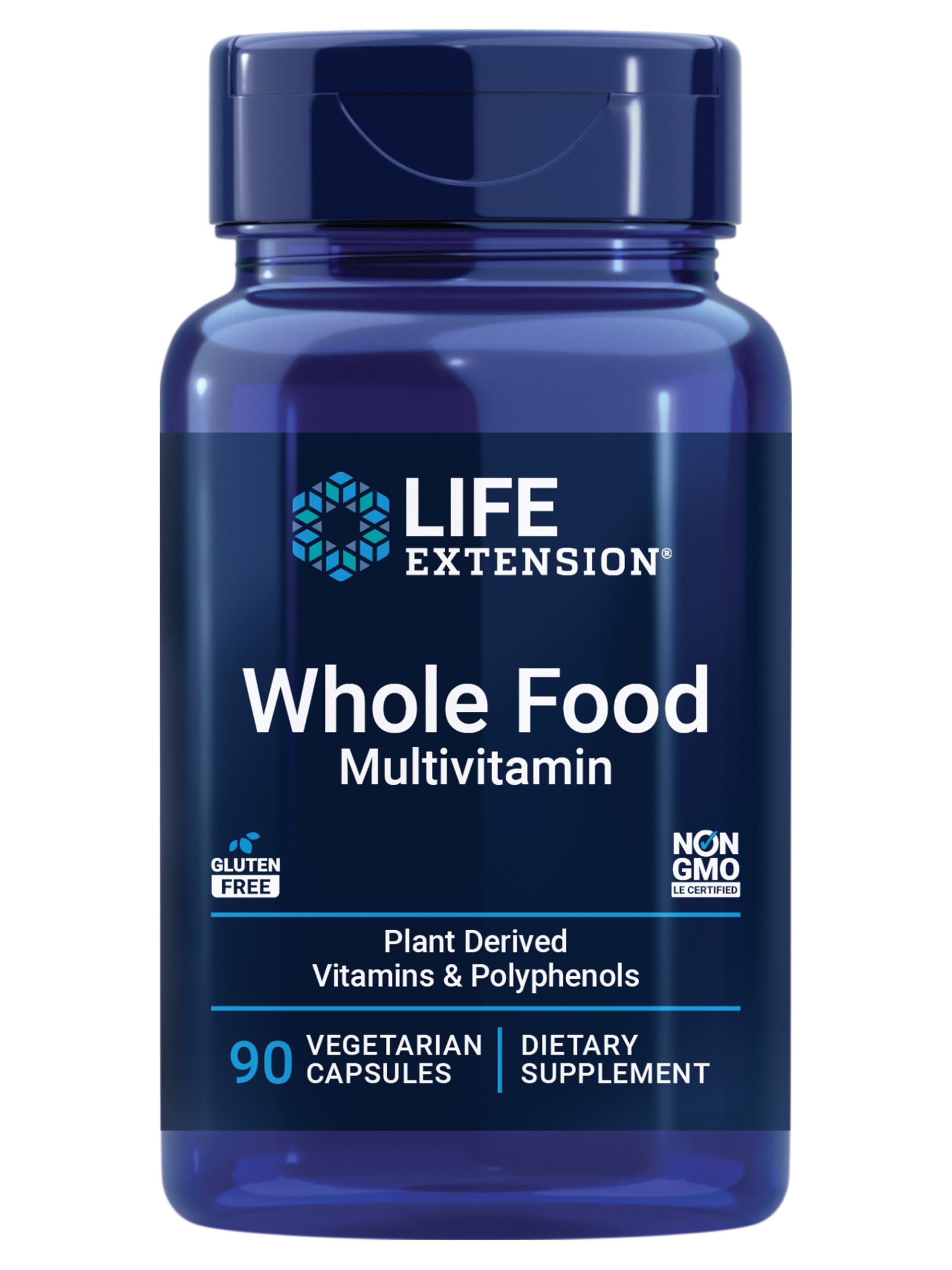 Life Extension Plant-Based Multivitamin – Plant Derived Vitamins and Minerals Supplement for General Health - Nutrients from Fruits & Veggies - Gluten-Free, Non-GMO, Vegetarian – 90 Capsules