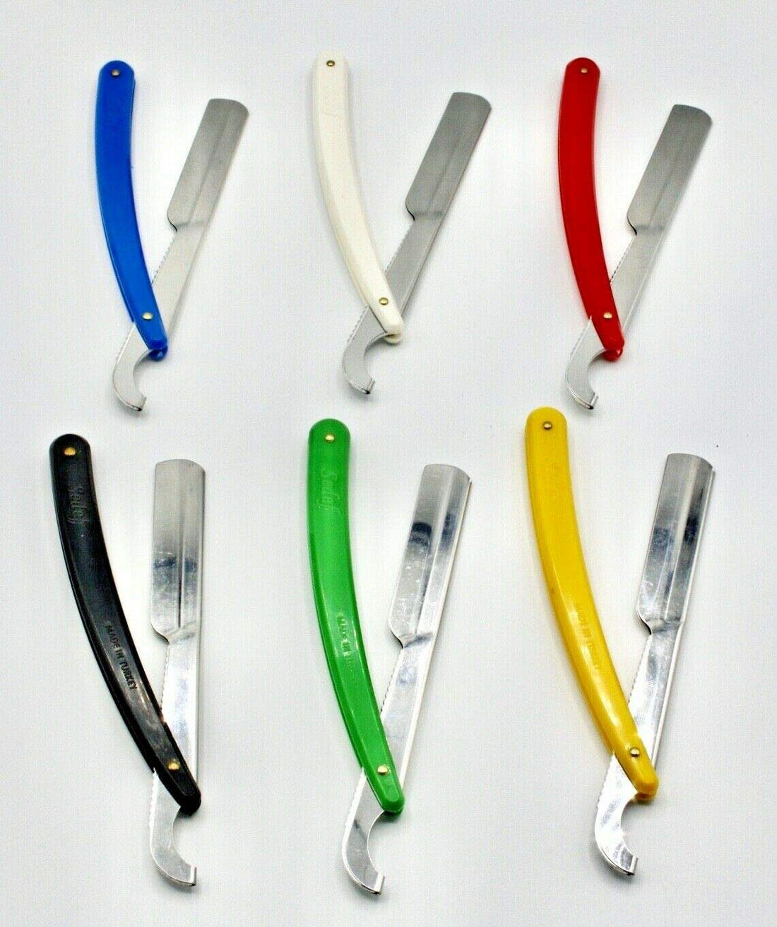 6 x Turkish Cut Throat Razor/Straight Modern Shaving Shavette (6 pcs Perma-Sharp razor blade (Gift)