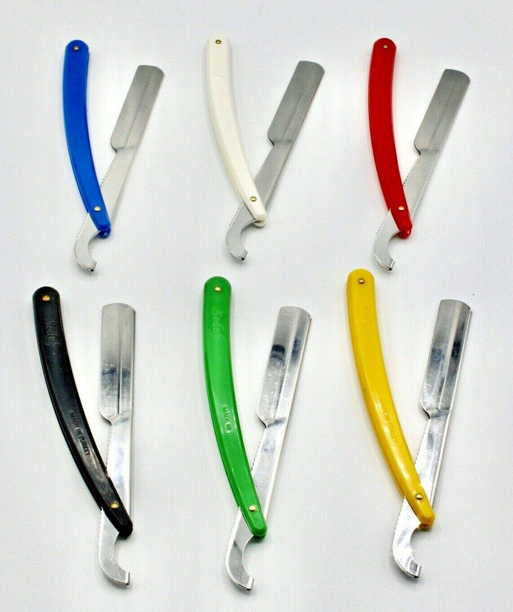 6 x Turkish Cut Throat Razor/Straight Modern Shaving Shavette (6 pcs Perma-Sharp razor blade (Gift)