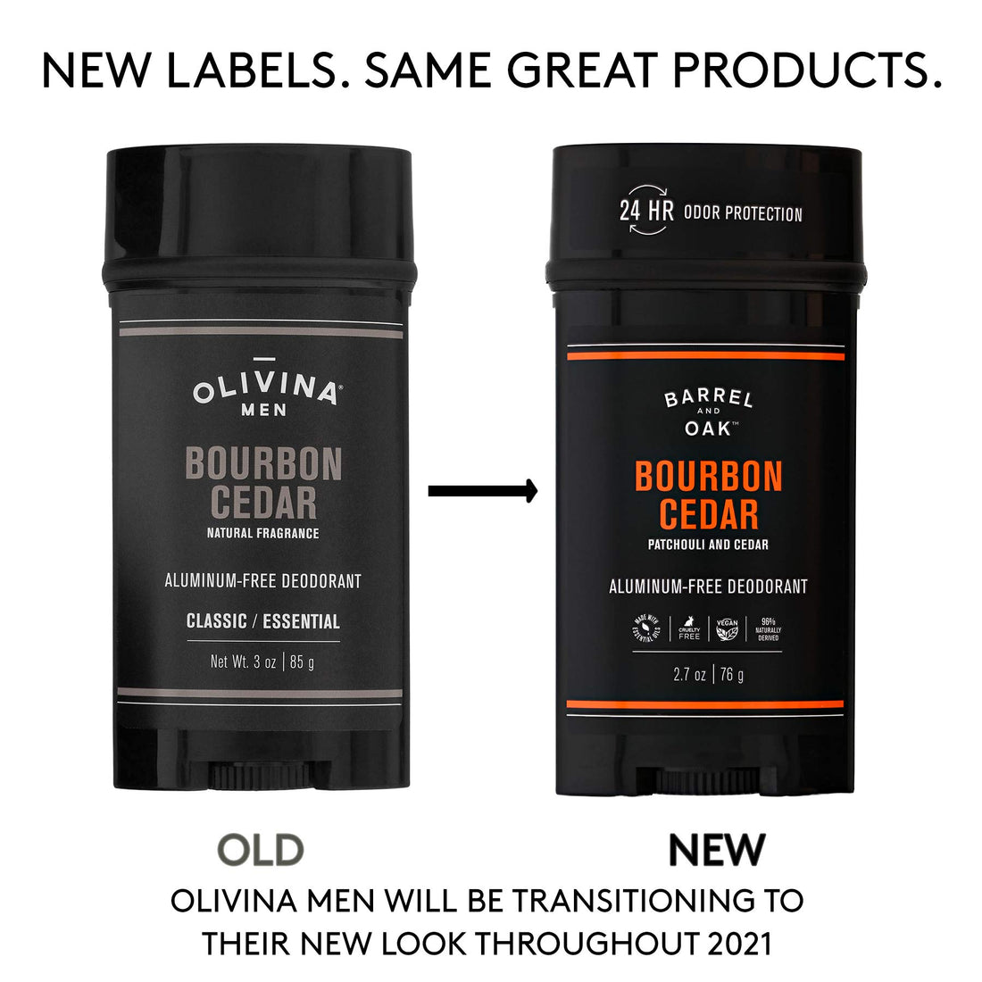 Barrel and Oak - Aluminum-Free Deodorant, Deodorant for Men, Essential Oil-Based Scent, 24-Hour Odor Protection, Cedarwood & Bourbon Aroma, Gentle on Sensitive Skin, Vegan (Bourbon Cedar, 2.7 oz)