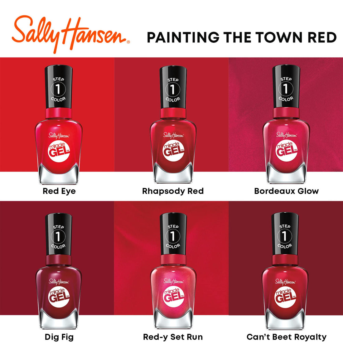 Sally Hansen Miracle Gel™, Can't Beet Royalty, Long Lasting, Gel-Like Formula, No UV Lamp Needed, Red Nail Polish