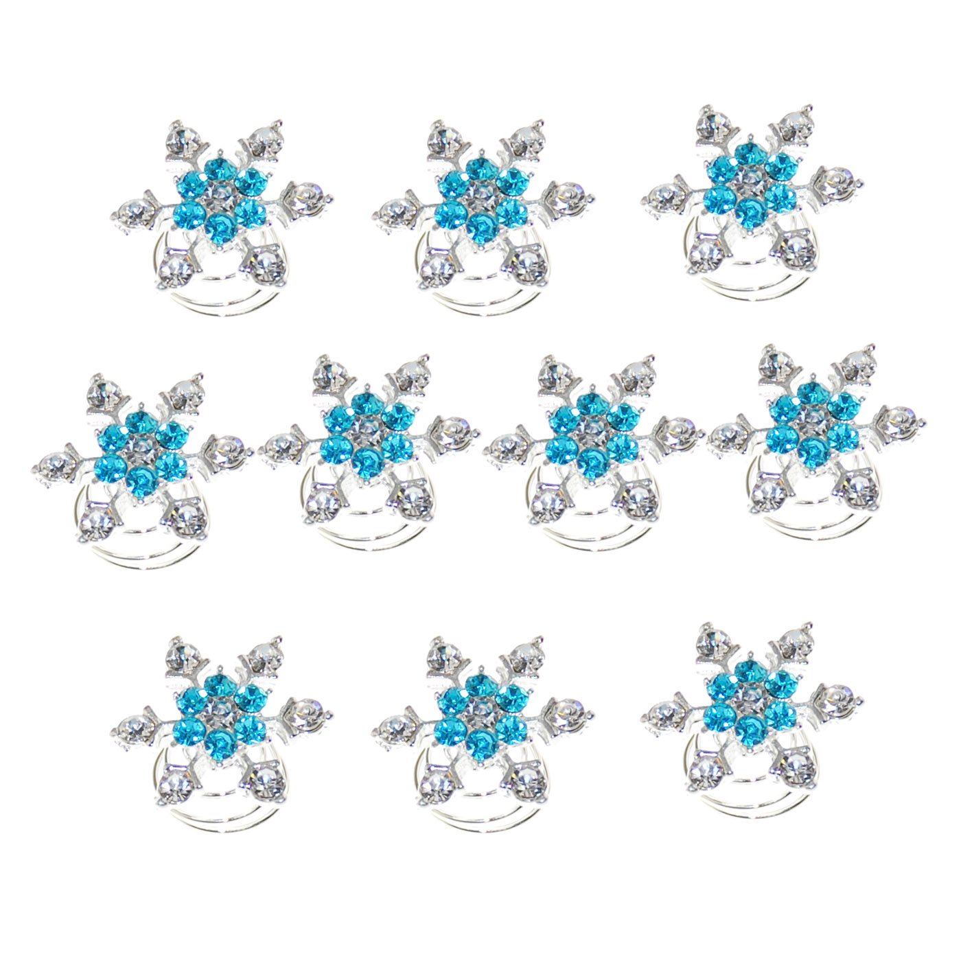 Set of 10 , Pattern 07 : Chicone Snowflask Hair Coils Swirls Twists Spirals Springs Pins for Bridal Wedding Prom Set of 10