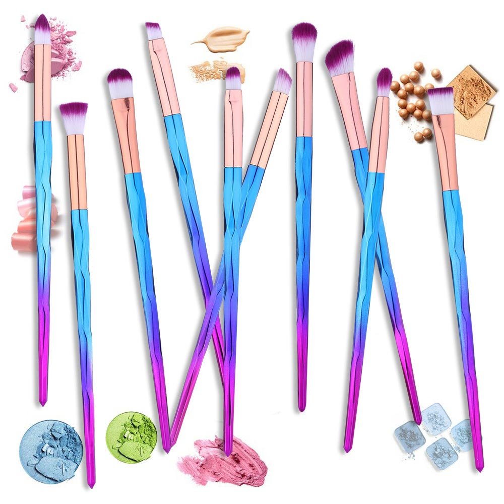 Eye Brush Set Professional 10 Pieces Eye Makeup Brushes for Shading or Blending of Eyeshadow Cream Powder Eyebrow Highlighter Concealer Cosmetics Brush Tool