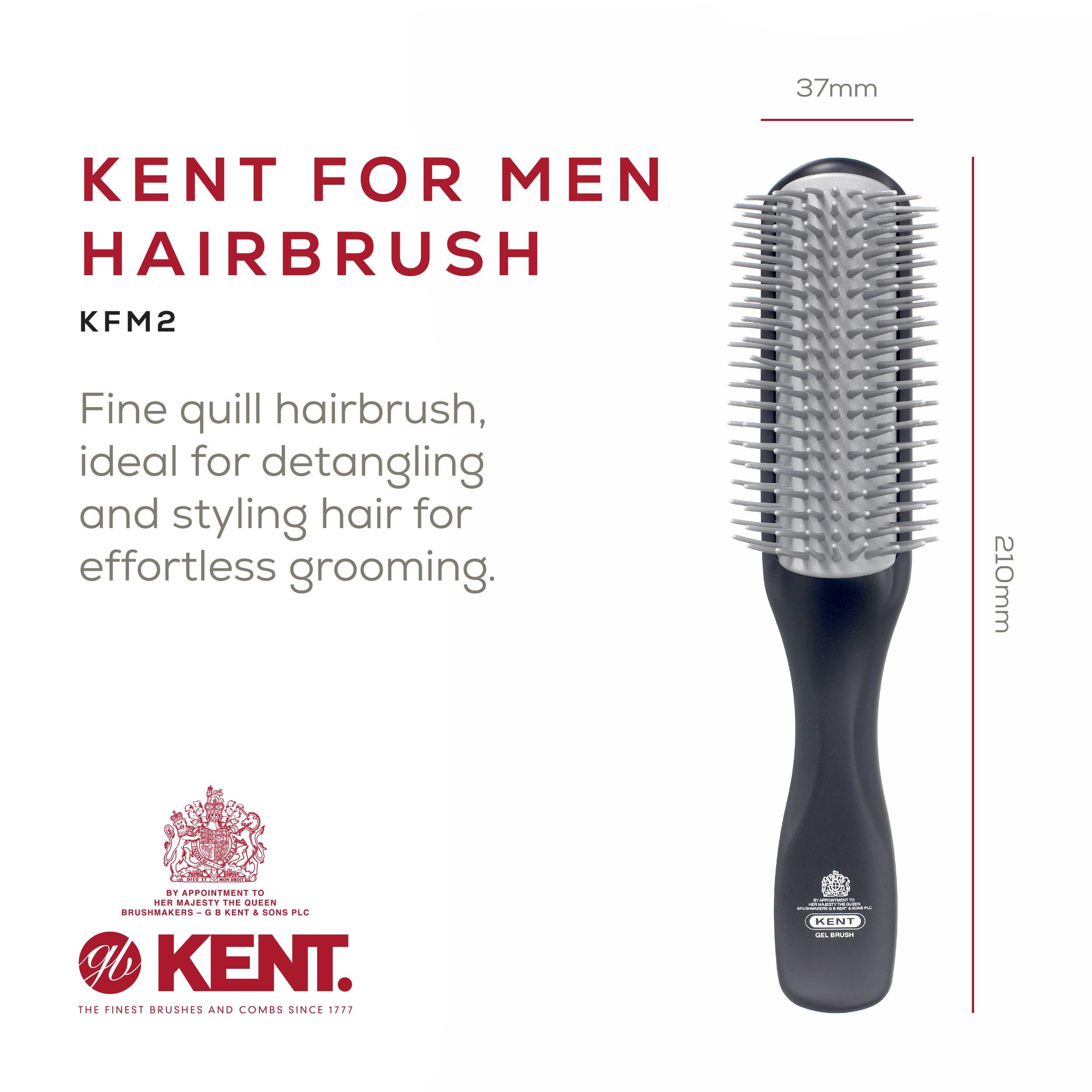 Kent Styler Brush for Thick and Long Hair for Unisex, Black