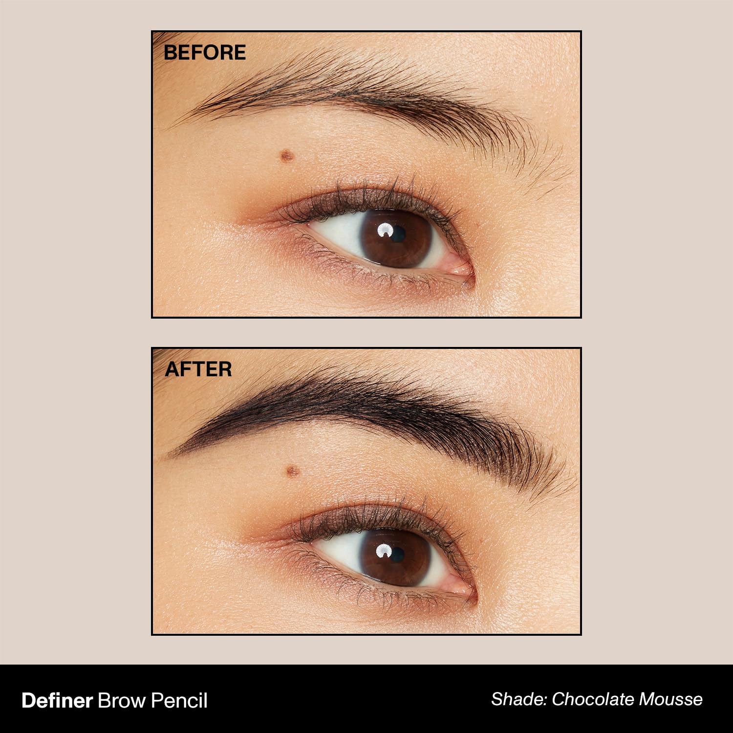 Morphe Definer Dual-Ended Brow Pencil & Spoolie - Eyebrow Pencil with Precision Slanted Tip for Shaping, Defining & Filling - Smooth, No-Tug Formula - Chocolatte Mousse (0.003 oz)