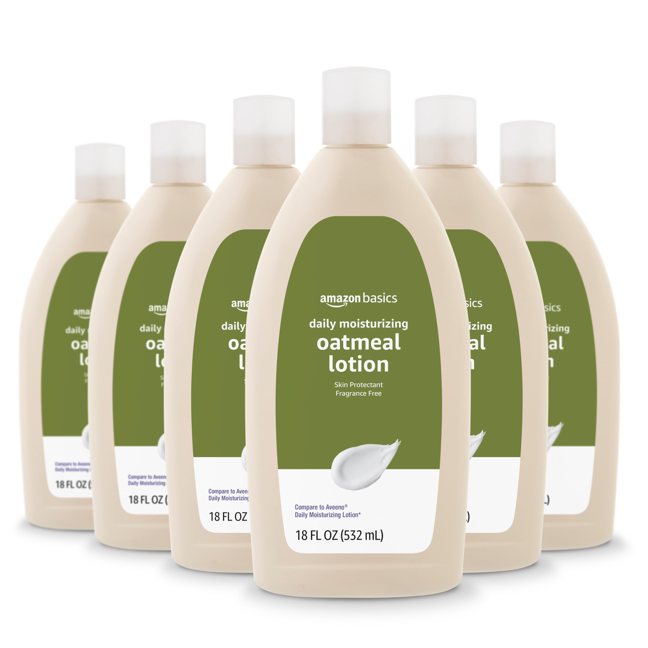 Amazon Basics Daily Oatmeal Body Lotion and Skin Protectant Moisturizer, Fragrance Free, 18 Fl Oz (Pack of 6) (Previously Solimo)