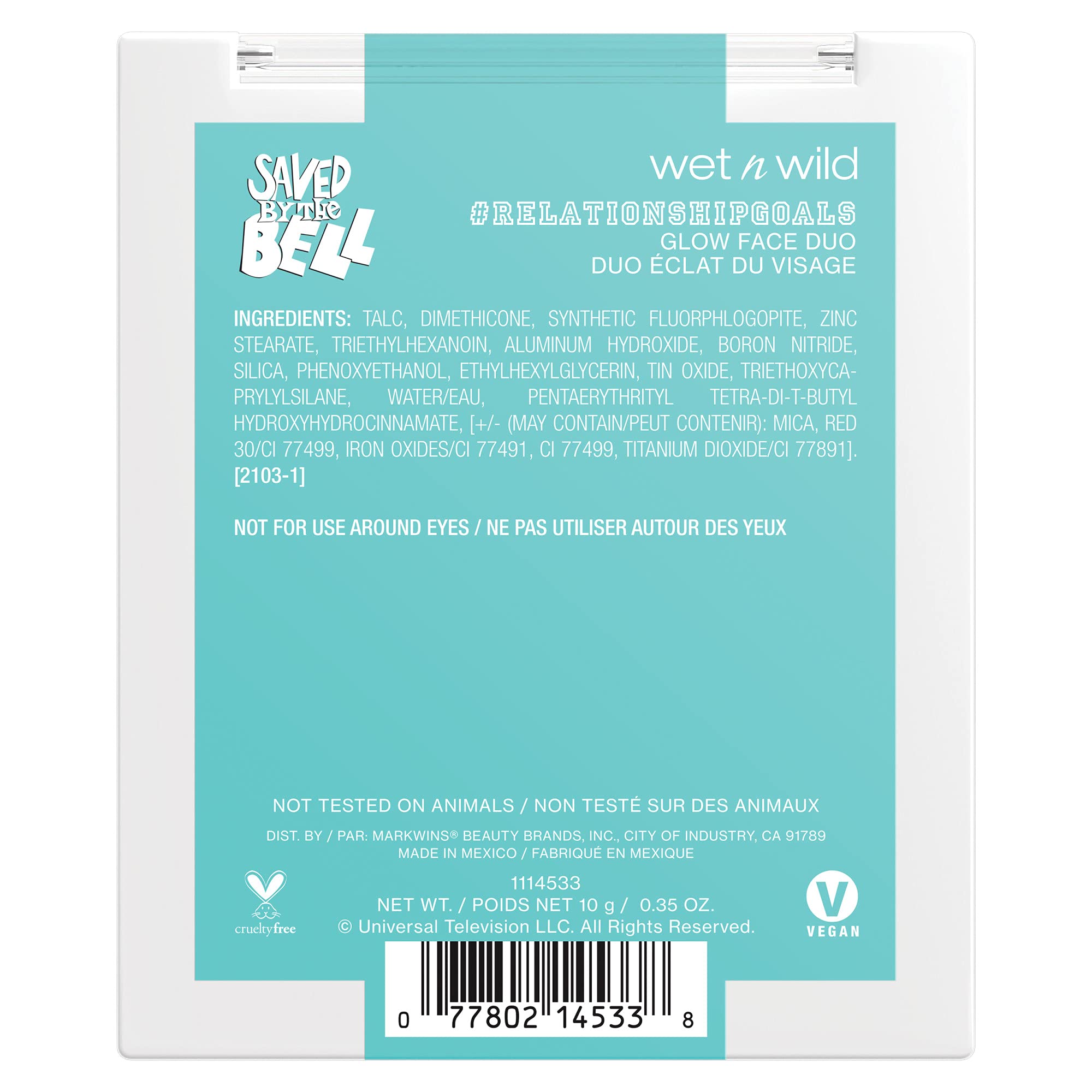 wet n wild Saved By The Bell Highlighter + Illuminator Glow Face Duo, Highlighter Makeup Powder, Illumniator Makeup Powder, Cruelty-Free Makeup, #Relationship Goals,1114533