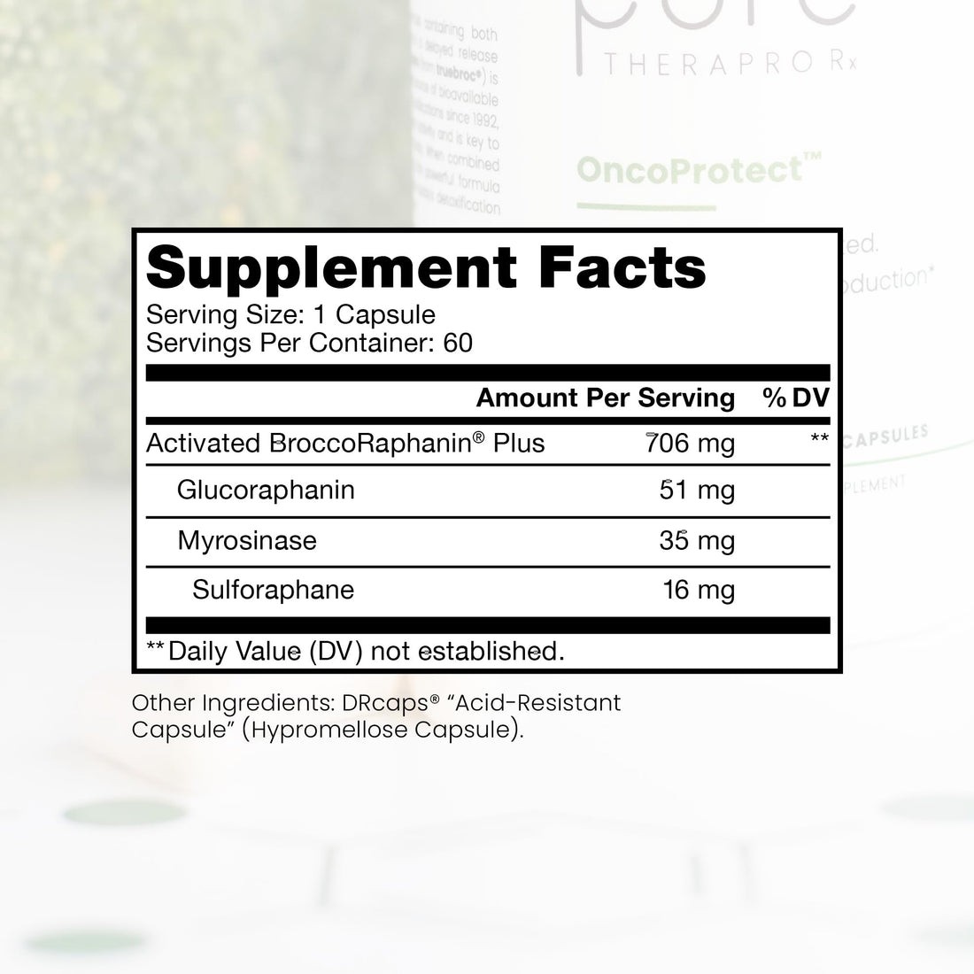 Pure TheraPro Rx OncoProtect ES HIGH DOSE Sulforaphane Supplement, Made in USA | 2 Month Supply | 706 mg Patented Activated BroccoRaphanin Broccoli Seed Extract | Glucoraphanin + Myrosinase