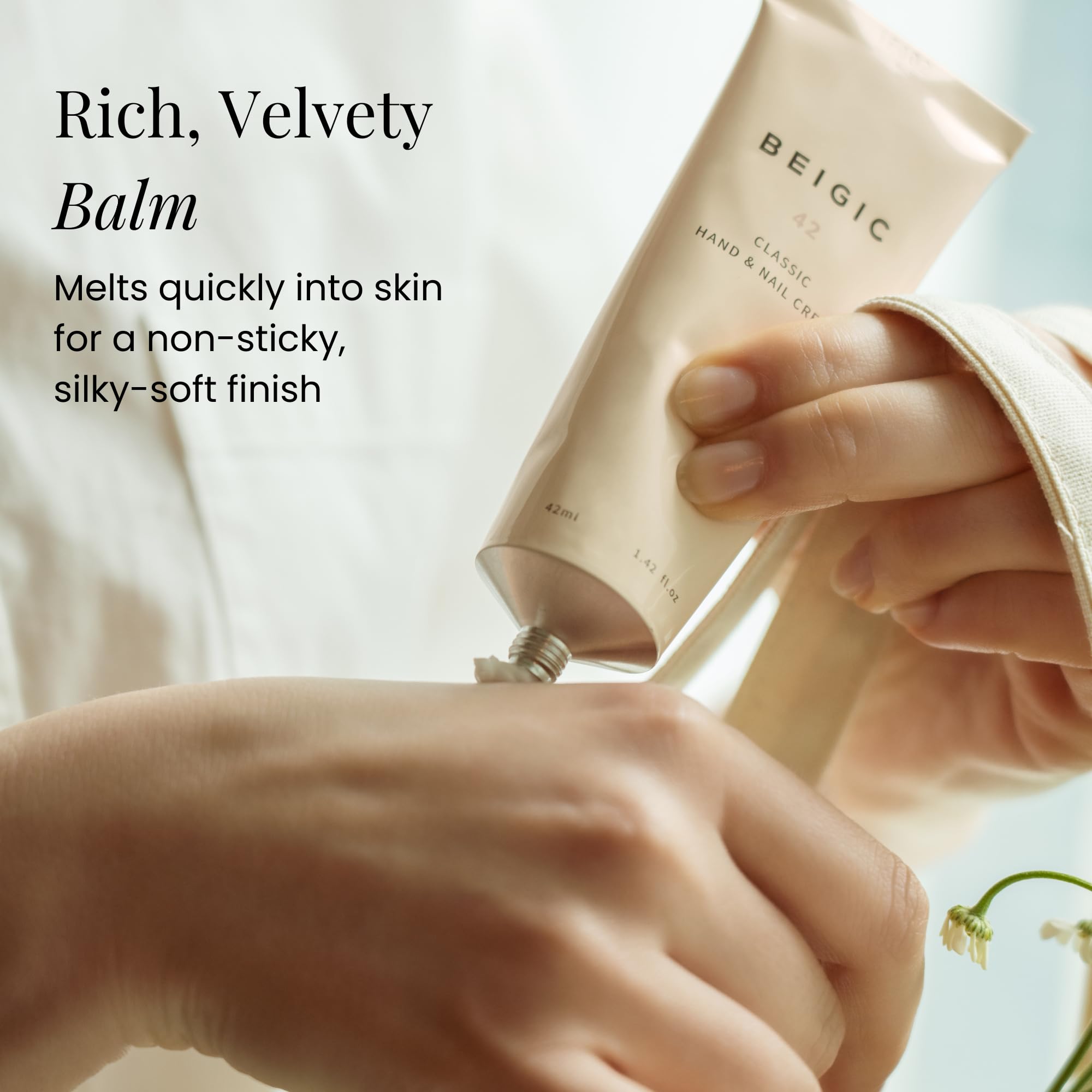 BEIGIC Classic Hand & Nail Cream - Bergamot, Sage & Mandarin Vegan Quick-Absorbing Non-Greasy Handcream to Smooth Fine Lines, Soften & Hydrate (1.42 fl.oz)