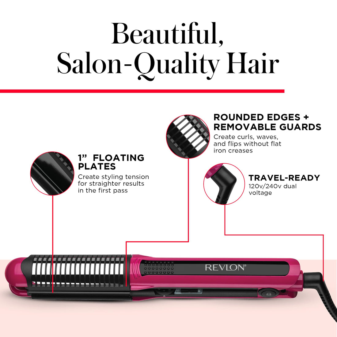 REVLON Perfect Match Flat Iron - Hair Curler and Hair Straightener, with Triple Oil-Infused Ceramic Plates to Reduce Damage, Restore Natural Moisture and Shine