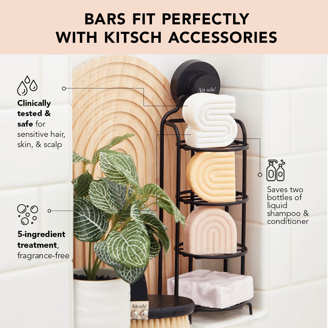 Kitsch 2-in-1 Shampoo Bar & Body Wash Bar for Sensitive Scalp & Skin, Made in US, Ultra Sensitive Shampoo Bars for Hair & Body, Vegan & Natural, 5 Ingredients Only, Scent Free, Paraben Free, 3.2oz