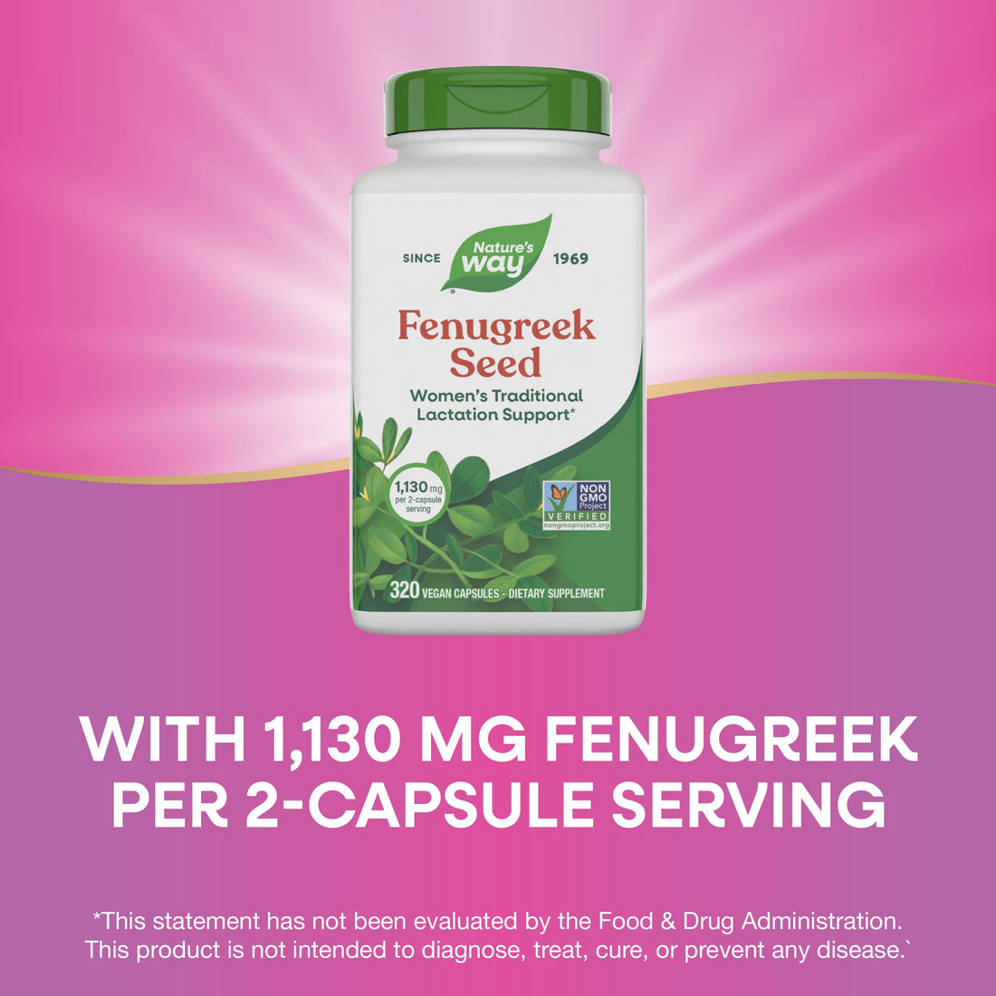 Nature's Way Fenugreek Seed Supplement, Fenugreek for Traditional Breastfeeding Lactation Support*, Non-GMO Project Verified, Vegan, 320 Capsules (Packaging May Vary)