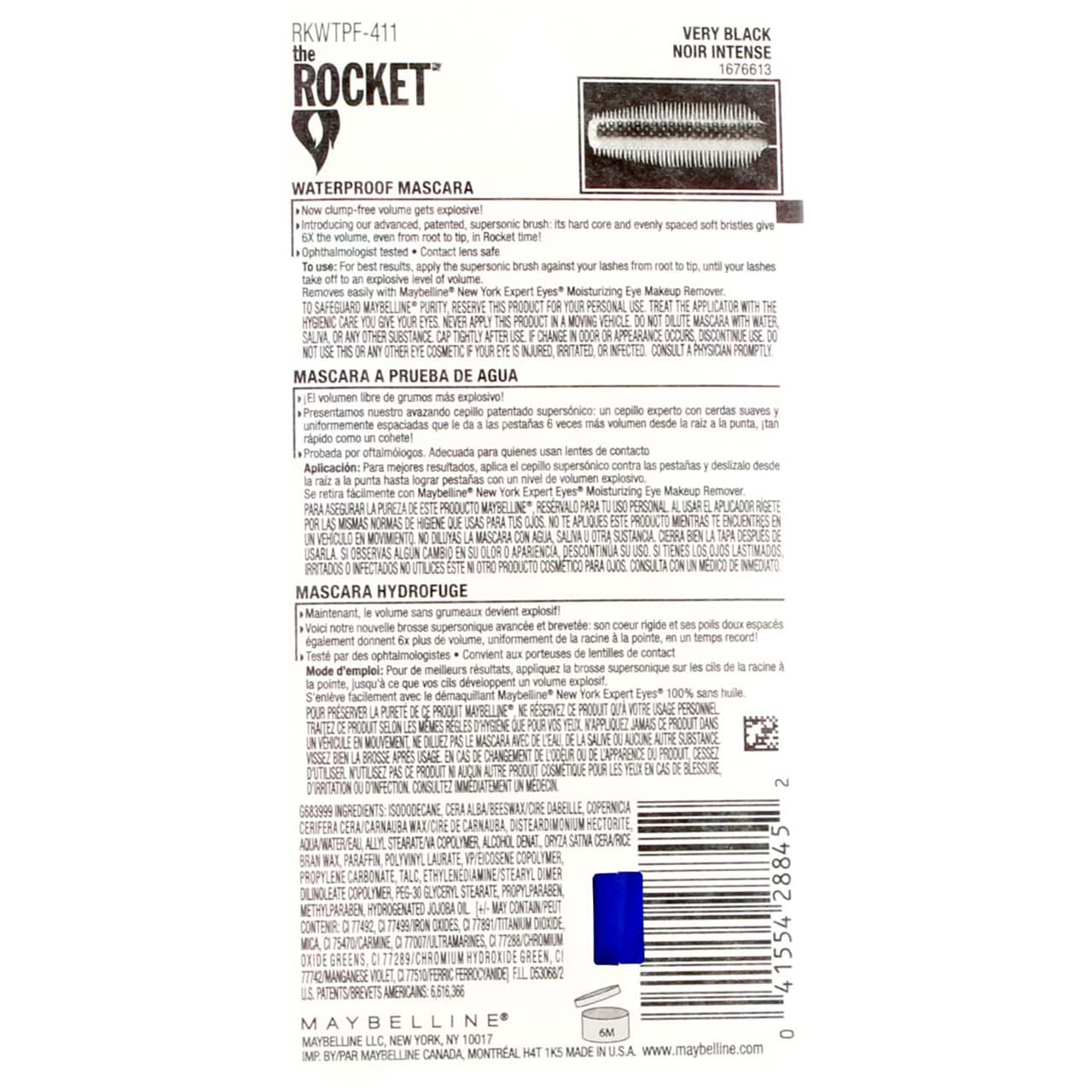 Maybelline New York Volume' Express The Rocket Waterproof Mascara, Very Black [411] 0.3 oz