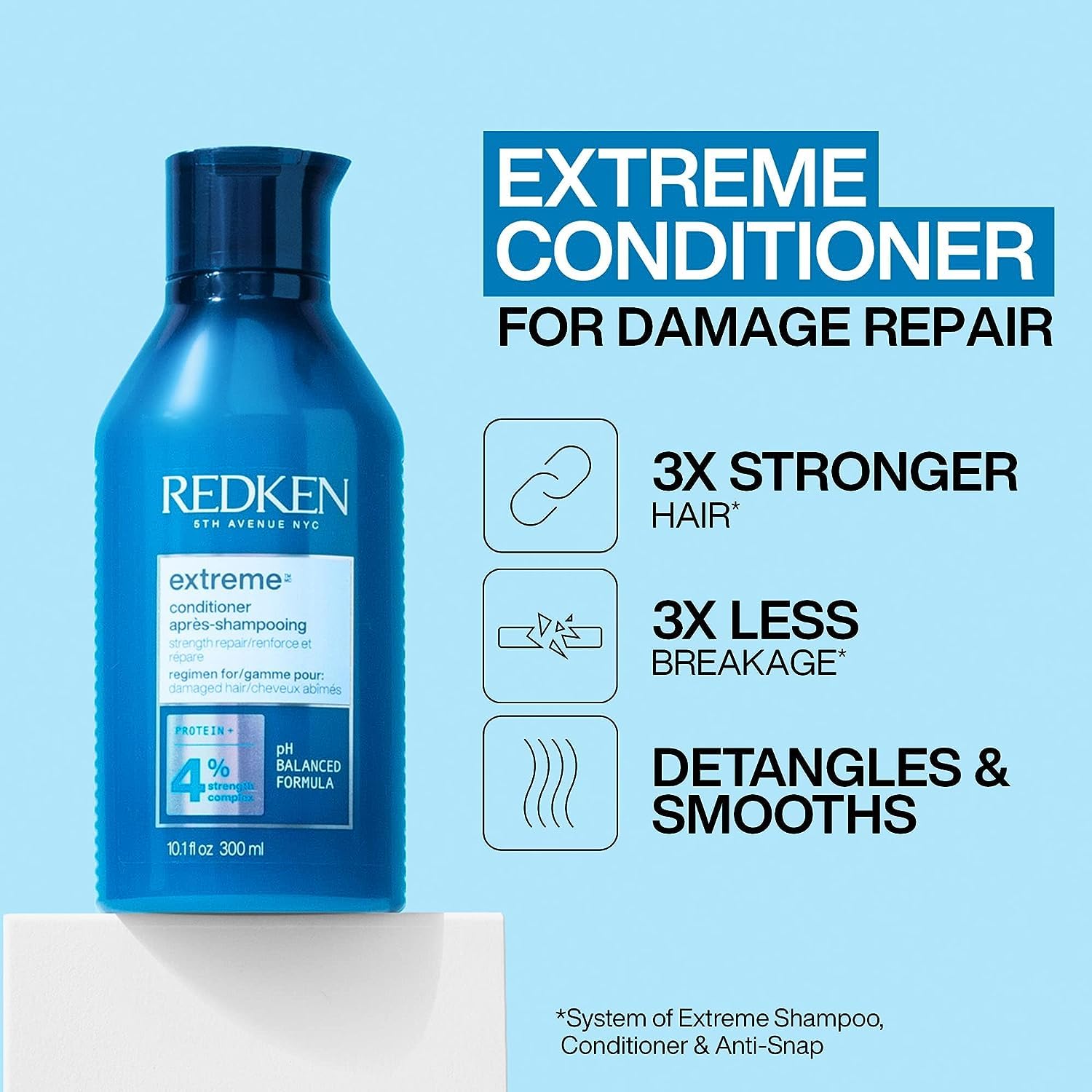 Redken Extreme Conditioner | Anti-Breakage & Protection for Damaged Hair | Infused With Proteins | Updated Packaging | 10.1 Fl Oz
