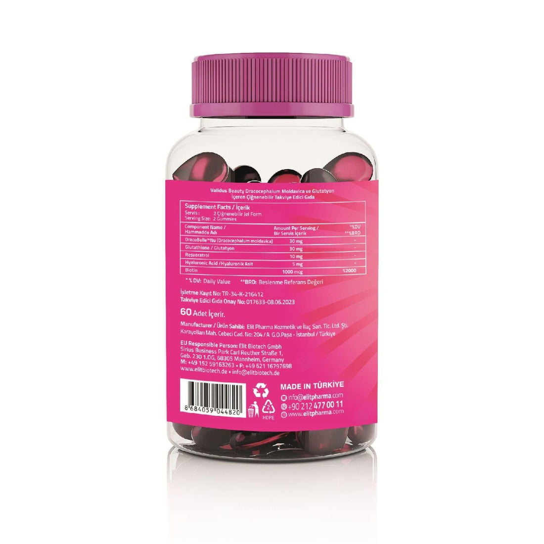 Validus Premium Beauty Gummies for Skin, Hair, Nail Health, Anti-Aging, & Radiant Skin | DracoBelle Nu, Collagen, 1000 Biotin Multivitamin Delicious Berry Flavor, Non-GMO, Lactose Free, & Gluten-Free