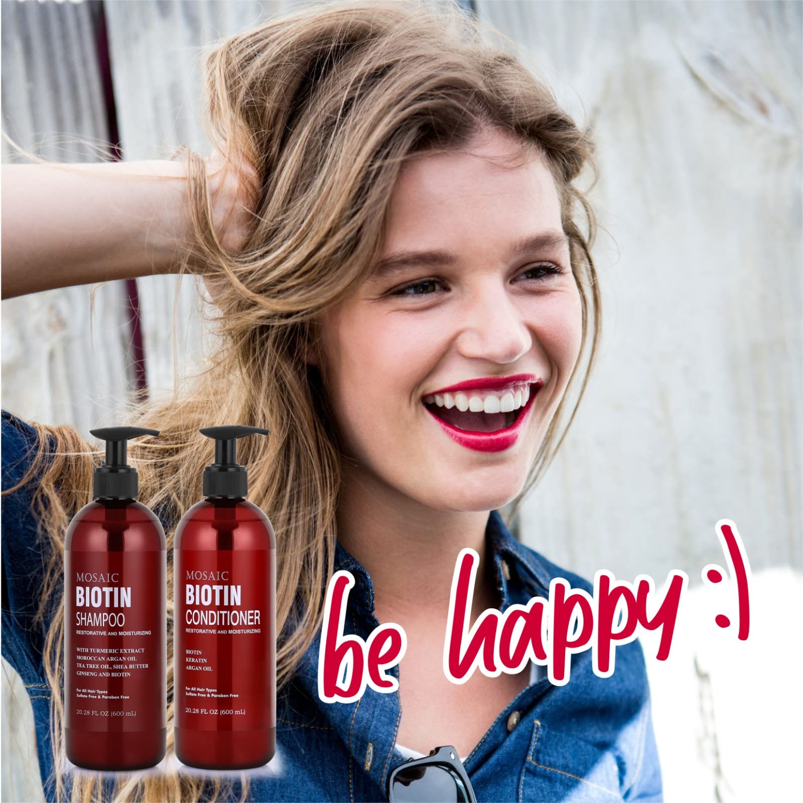 Biotin Shampoo and Conditioner Set for Hair Growth, Thinning Hair Treatment, Hair Thickening Products for Women & Men, Paraben & Sulfate Free, 20.2 FL Oz Each