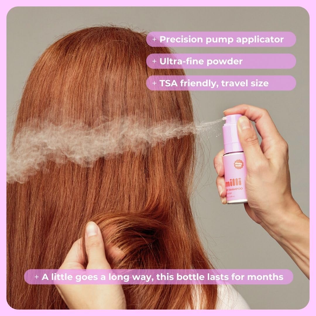 Dry Shampoo Powder to Absorb Oils, Instantly Refresh All Hair Styles, Non-Aerosol with Natural Purifying Ingredients, Long Lasting Travel Size Bottle with Precision Pump