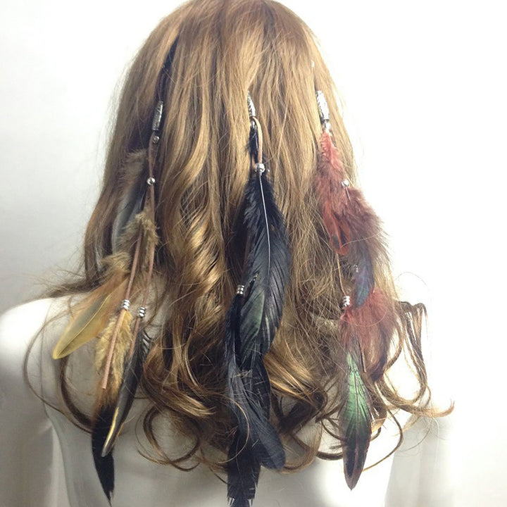 Set of 3 Handmade Boho Hippie Hair Extensions with Feather Clip Comb Headdress Hairpin DIY Accessories for Women Lady Girls