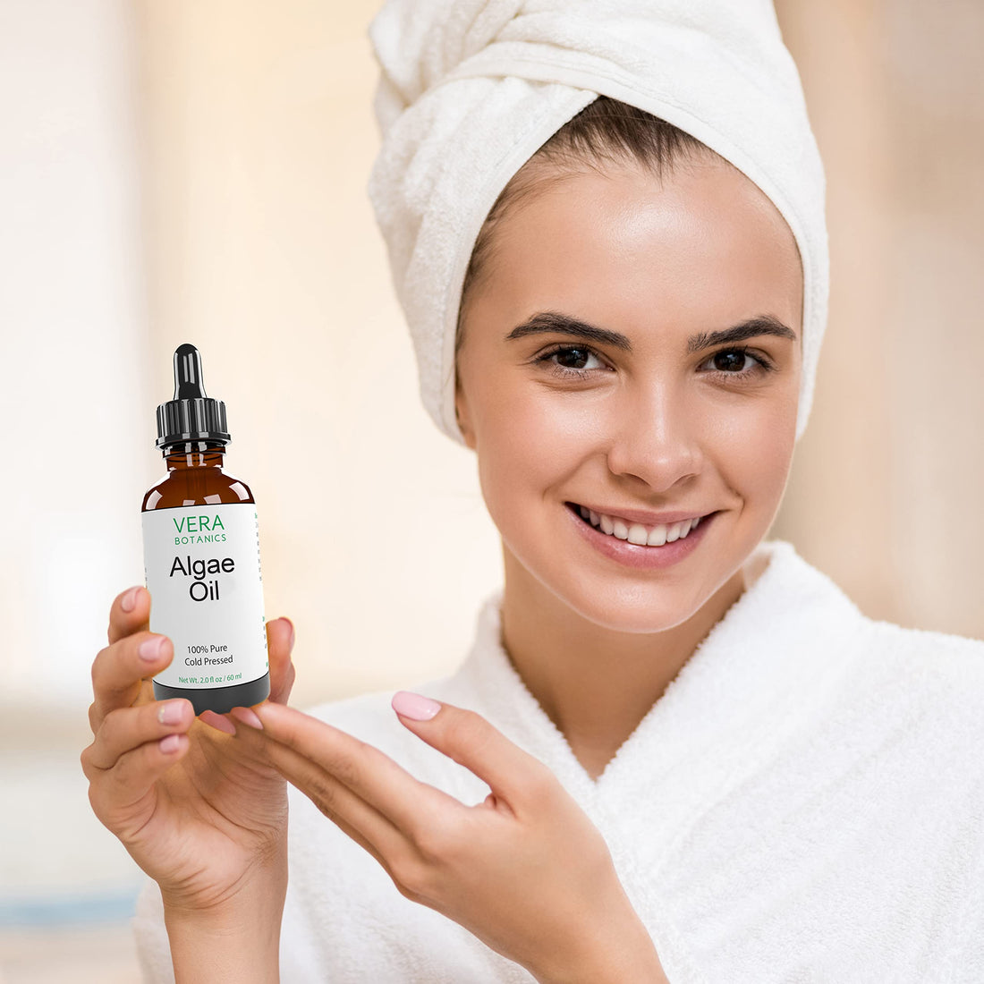 Vera Botanics ALGAE OIL 100% Pure & Natural, Unrefined, Cold-Pressed For Face, Dry Skin, Nails, Lips, Body & Hair - Reduce Hair Breakage, Appearance of Scars from Psoriasis, Eczema & Acne