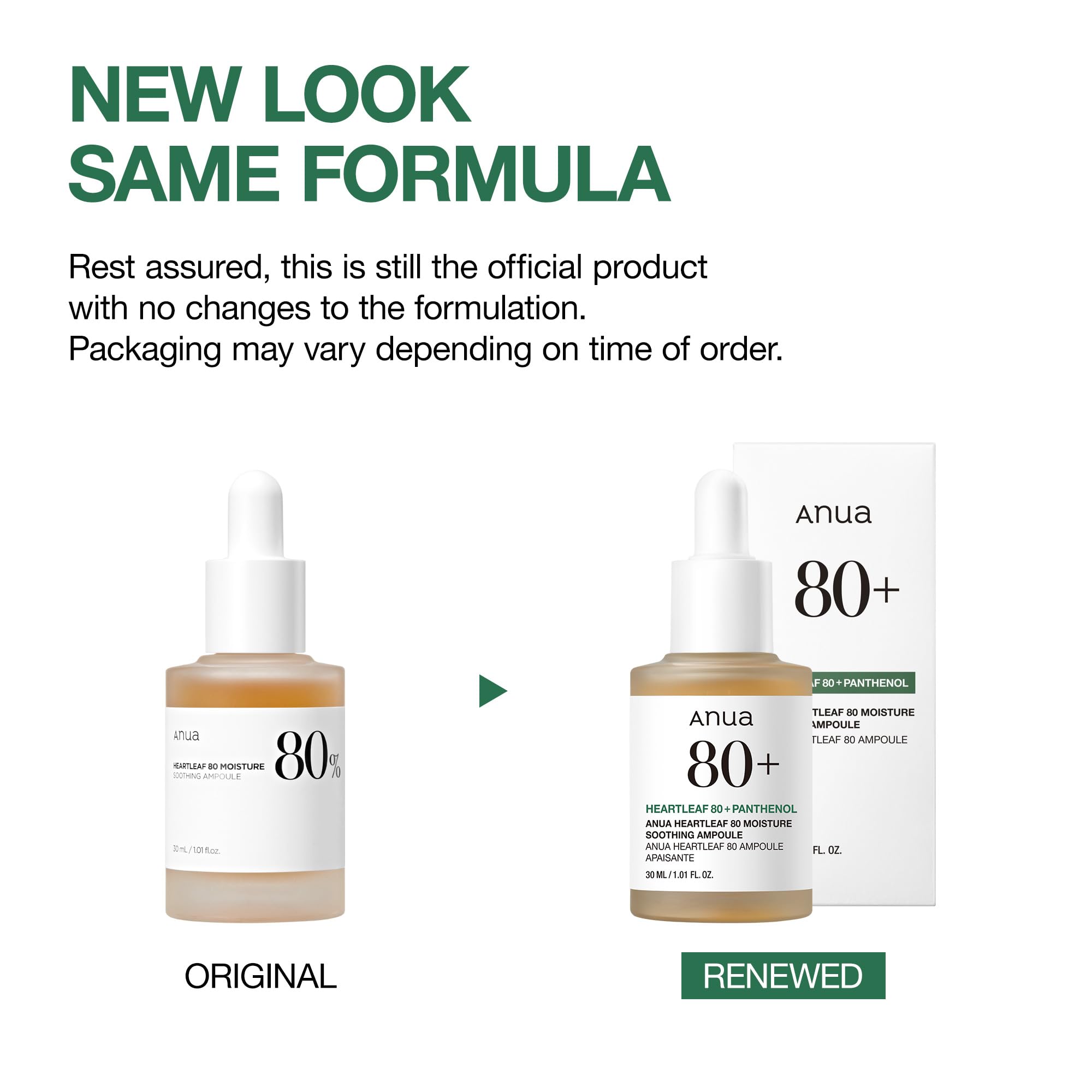 Anua Heartleaf 80 Soothing Ampoule, Hydration Facial Serum for Glass Skin, Panthenol, Hyaluronic Acid, Non-Greasy, Gentle Formula, Lightweight Essence, Vegan, Korean Skin Care, 30ml/1.01 fl.oz