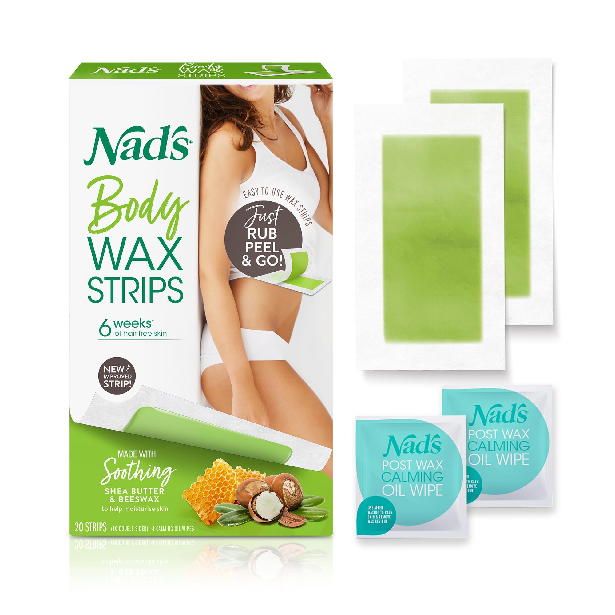 Nad's Body Wax Strips, 20 Count