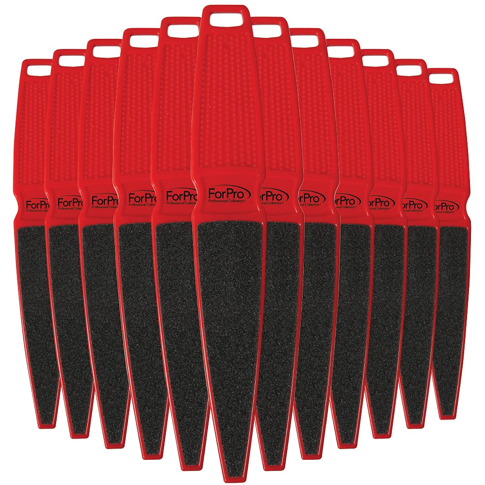ForPro Pedicure Paddle Foot File, 80/120 Grit, Red, Pedicure File for Heels, 10ââ‚¬Â L, 12-Pack
