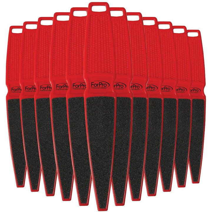 ForPro Pedicure Paddle Foot File, 80/120 Grit, Red, Pedicure File for Heels, 10ââ‚¬Â L, 12-Pack