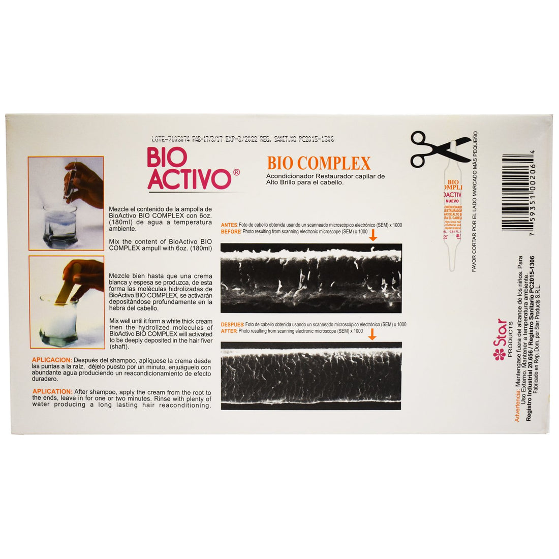 Star Bio Complex High Shine Hair Conditioner Molecular Restructured 12 Amps.