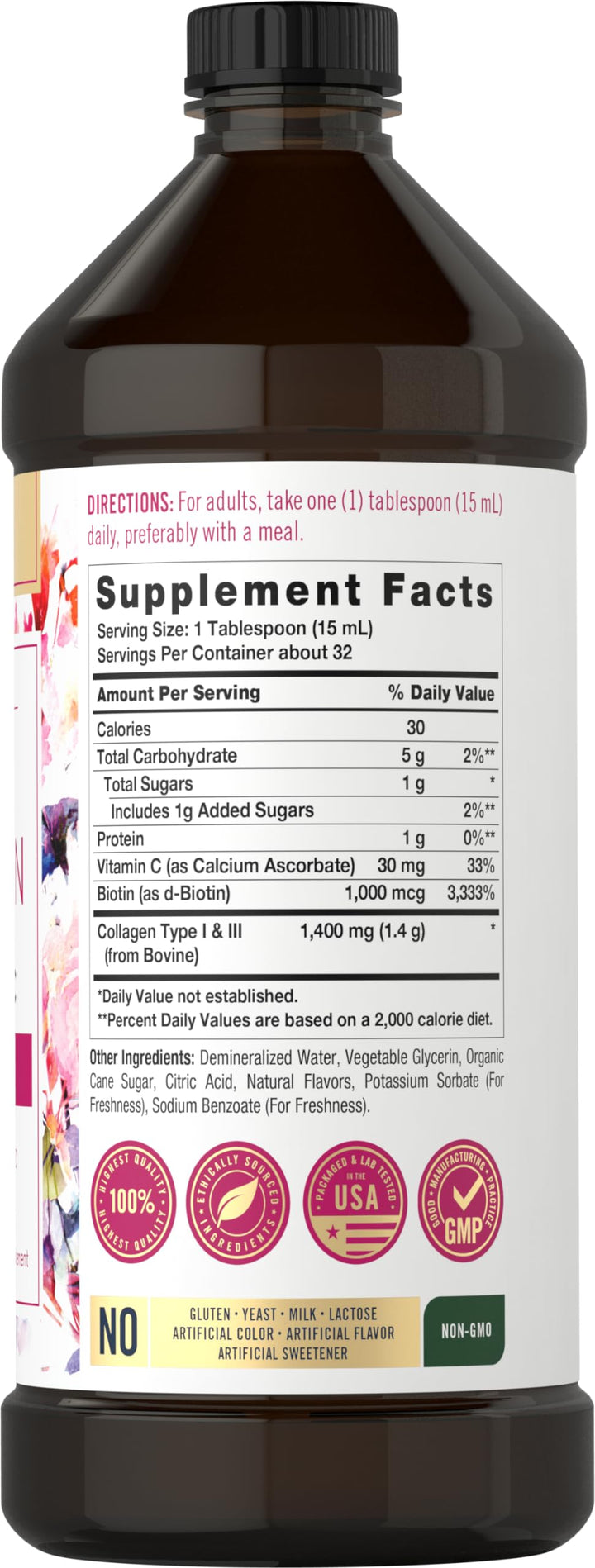 Carlyle Liquid Collagen 16 fl oz | with Biotin and Amino Acid Protein | Berry Flavor | Non-GMO, Gluten Free