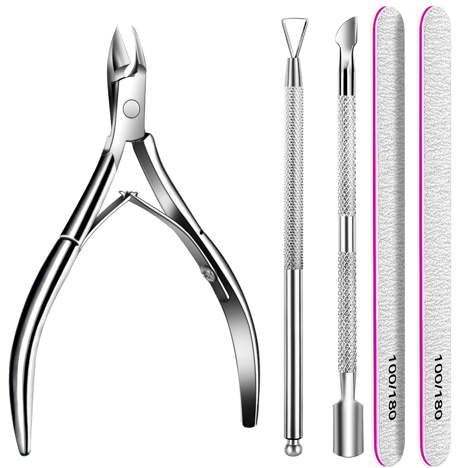 Teenitor Cuticle Remover with Cuticle Pusher and Cuticle Cutter, Cuticle Trimmer Cuticle Nippers Nail Clippers for Women, Pedicure Tools for Fingernails Toenails