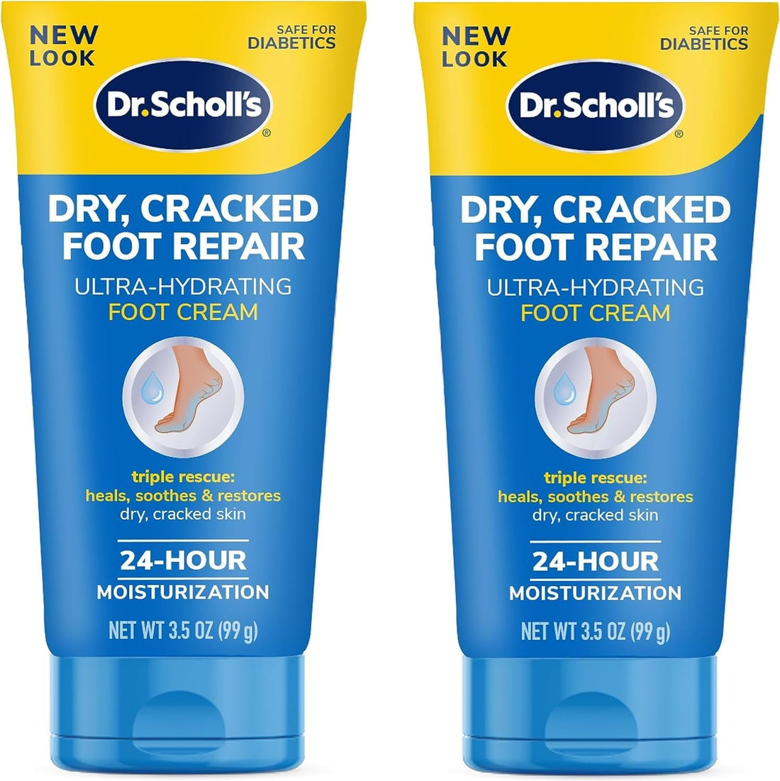 Dr Scholl's Dry, Cracked Foot Repair Ultra-Hydrating Foot Cream 3.5 oz, Lotion with 25% Urea for Dry Cracked Feet, Heals and Moisturizes for Healthy Feet (Pack of 2)
