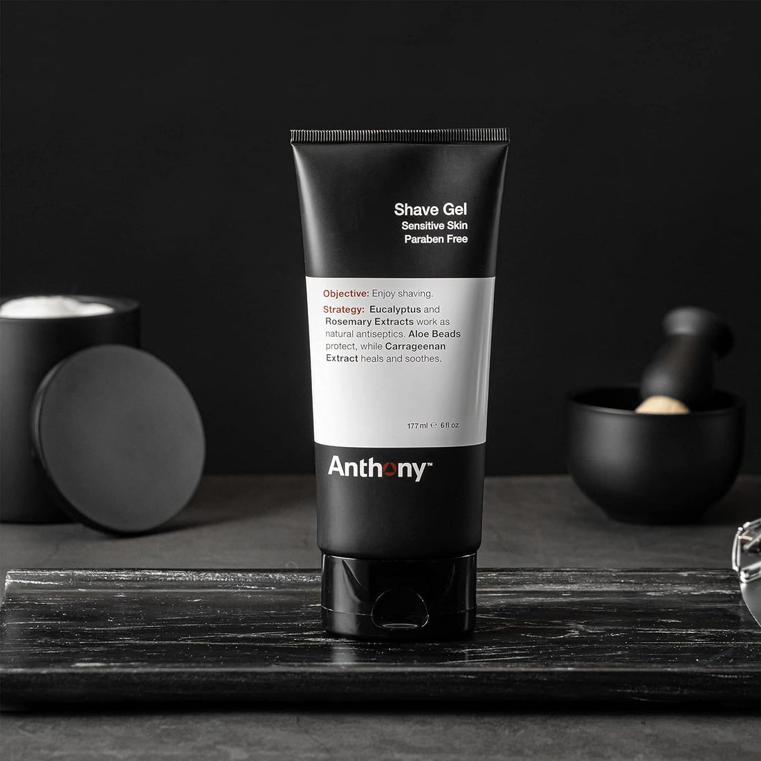 Anthony Shave Gel, 6 Fl Oz, Contains Aloe Vera Beads, Eucalyptus, Rosemary, and Carrageenan Extracts, Heals, Soothes, Protects Your Skin For A Smooth Shave