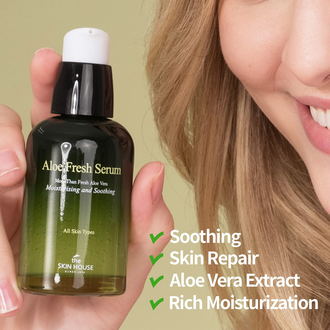 The Skin House- Aloe Fresh Serum (1.69 fl oz/50ml). Deep moisturizing and calming serum. No sticky residue aloe, soothing, deep hydration, aloe vera skin care.