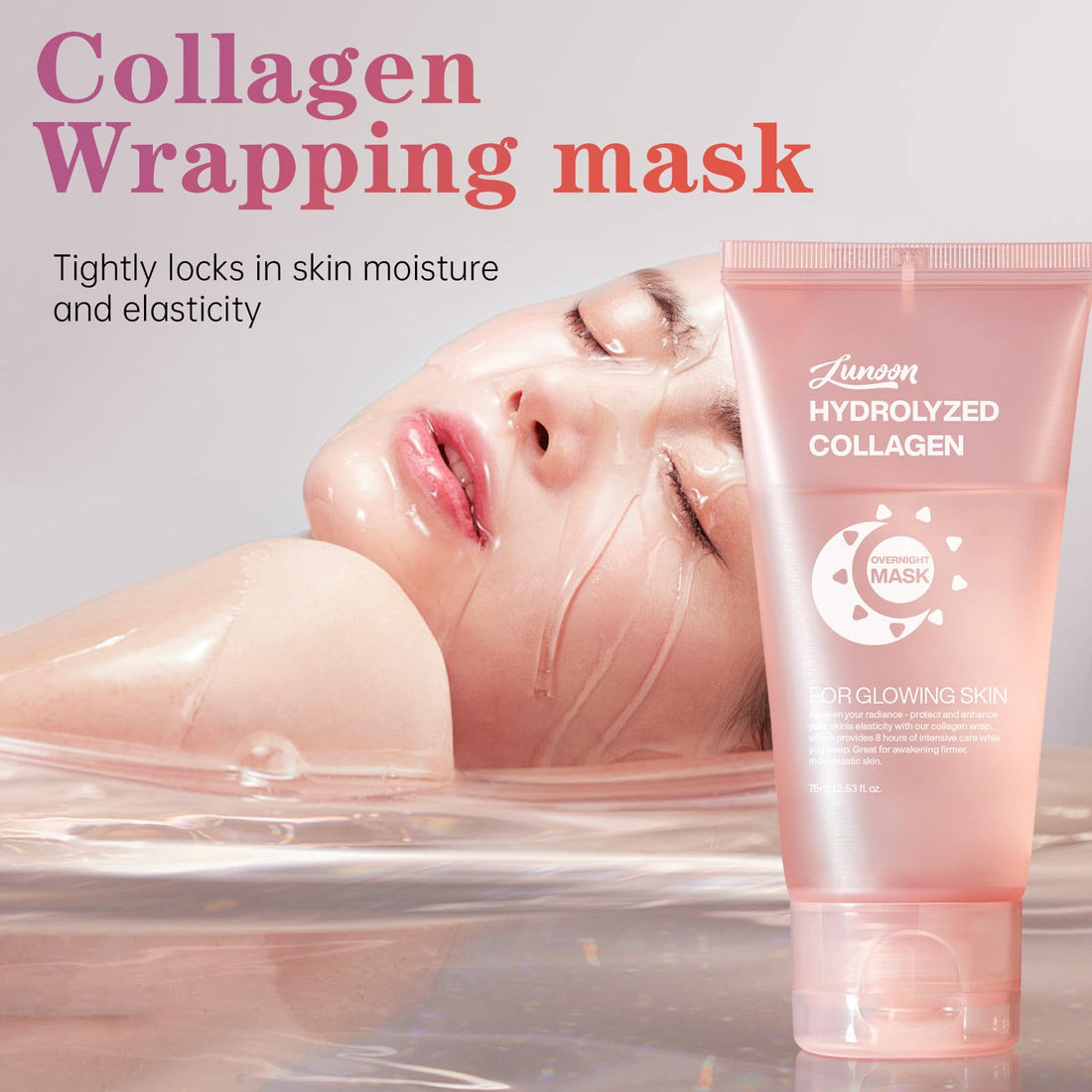 ZTSGU 2 Pcs Collagen Night Wrapping Mask, Hydrates and Tightens Facial Treatment Overnight Peel Off Hydrolyzed Bio Collagen Sleeping Glow Mask.(2 Pack With Brush)