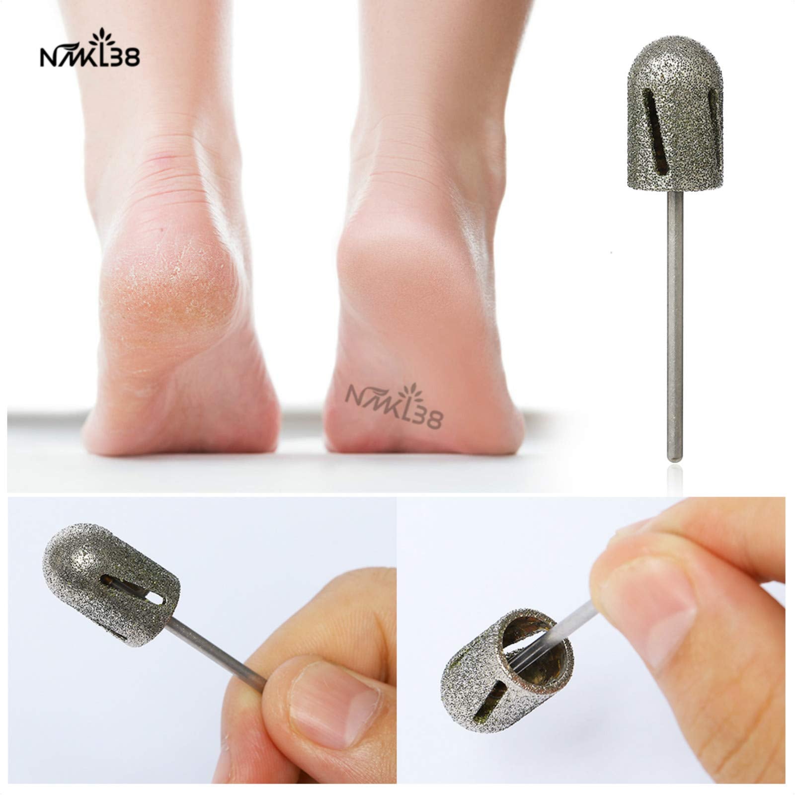 NMKL38 Diamond Pedicure Cone Bit for Cracked Skin Corns Callus Removal, Feet Filing Tool 3/32 Rotary Burrs (16MM)