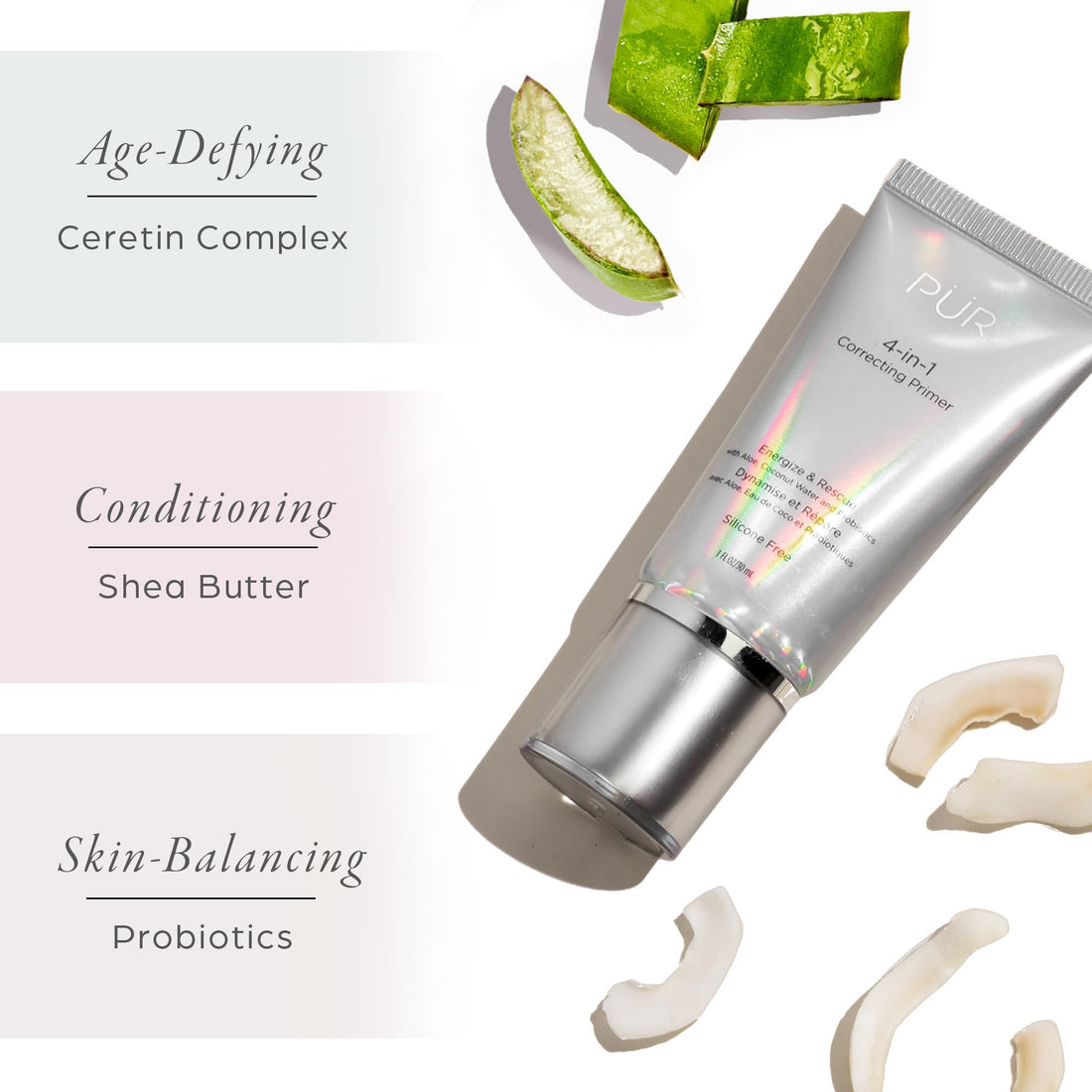 PUR Beauty 4-in-1 Correcting Primer, Energize & Rescue - Primer for Face Before Makeup - Primer Face Makeup for Women - Silicone-Free Make Up Hydrating Primer Helps Reduce Redness, 1 Fl Oz