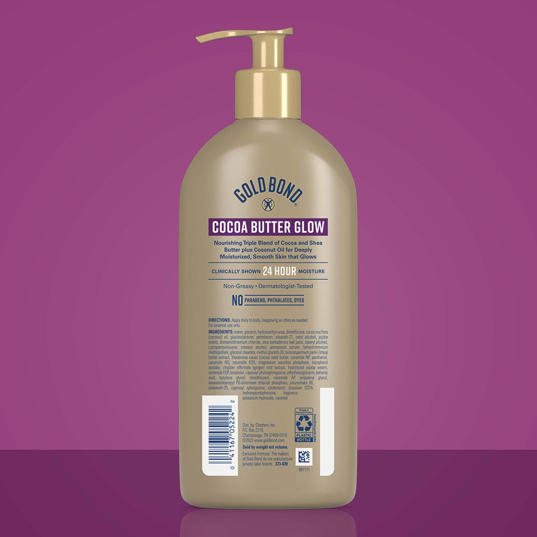 Gold Bond Cocoa Butter Glow Daily Hydrating Lotion with Shea Butter, Cocoa Butter & Coconut Oil, Exfoliating Moisturizer for Dry Skin, 14 oz.