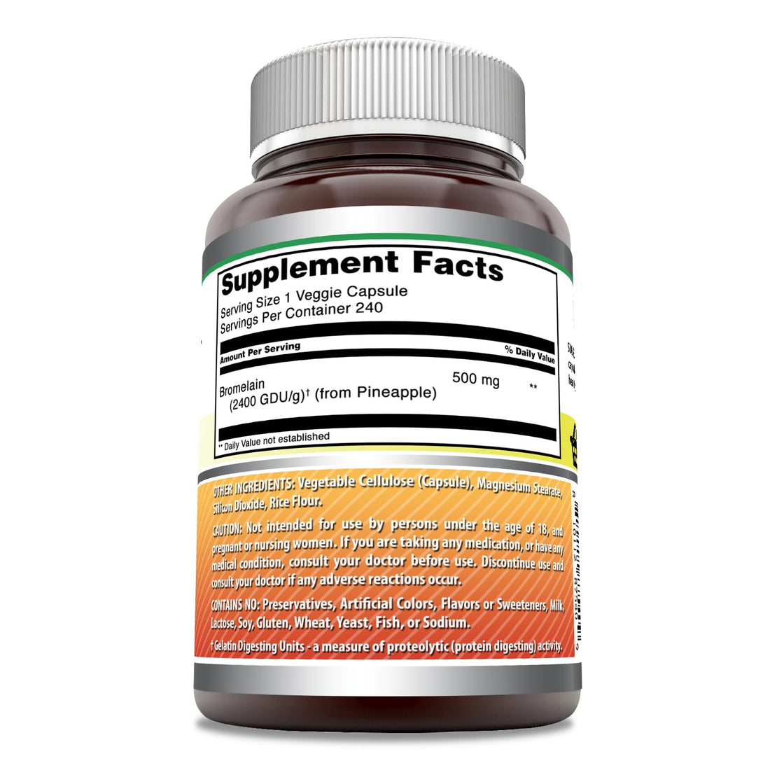 Amazing Formulas Bromelain 500mg 2400 GDU, Veggie Capsules | Non-GMO | Gluten Free | Made in USA | Ideal for Vegetarians (240 Count)