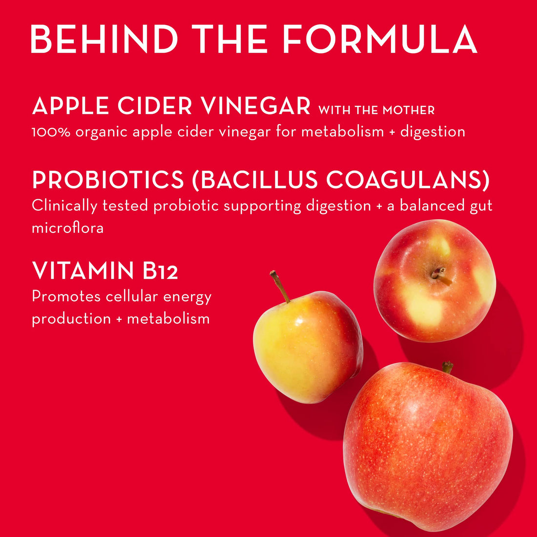 HUM Pro ACV Gummies -100% Organic Apple Cider Vinegar with The Mother, Probiotics for Digestive Health & B12 for Metabolism Support (60 Count)
